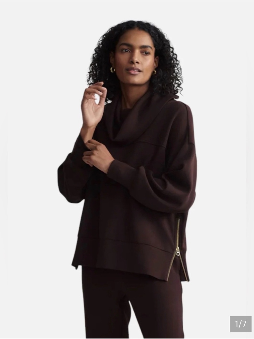 Varley Brown Priya Long Line Sweatshirt